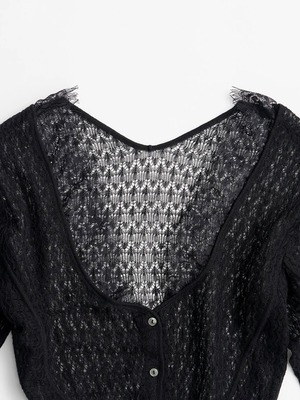 【26AW | WOMEN】PRANK PROJECT プランクプロジェクト / トップス / Deep Neck Lace Cardigan　31262365407