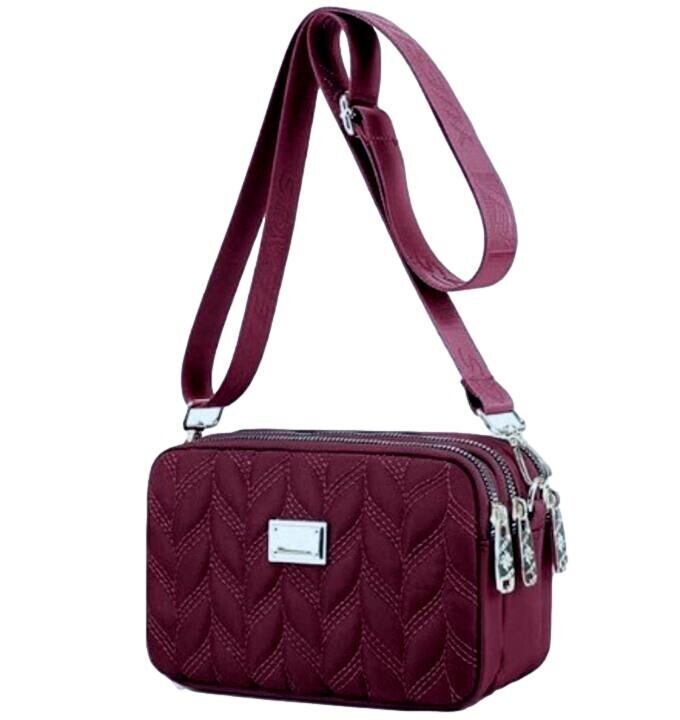 ショルダーバッグ 3ファスナーポケット ワインカラー | koolgang