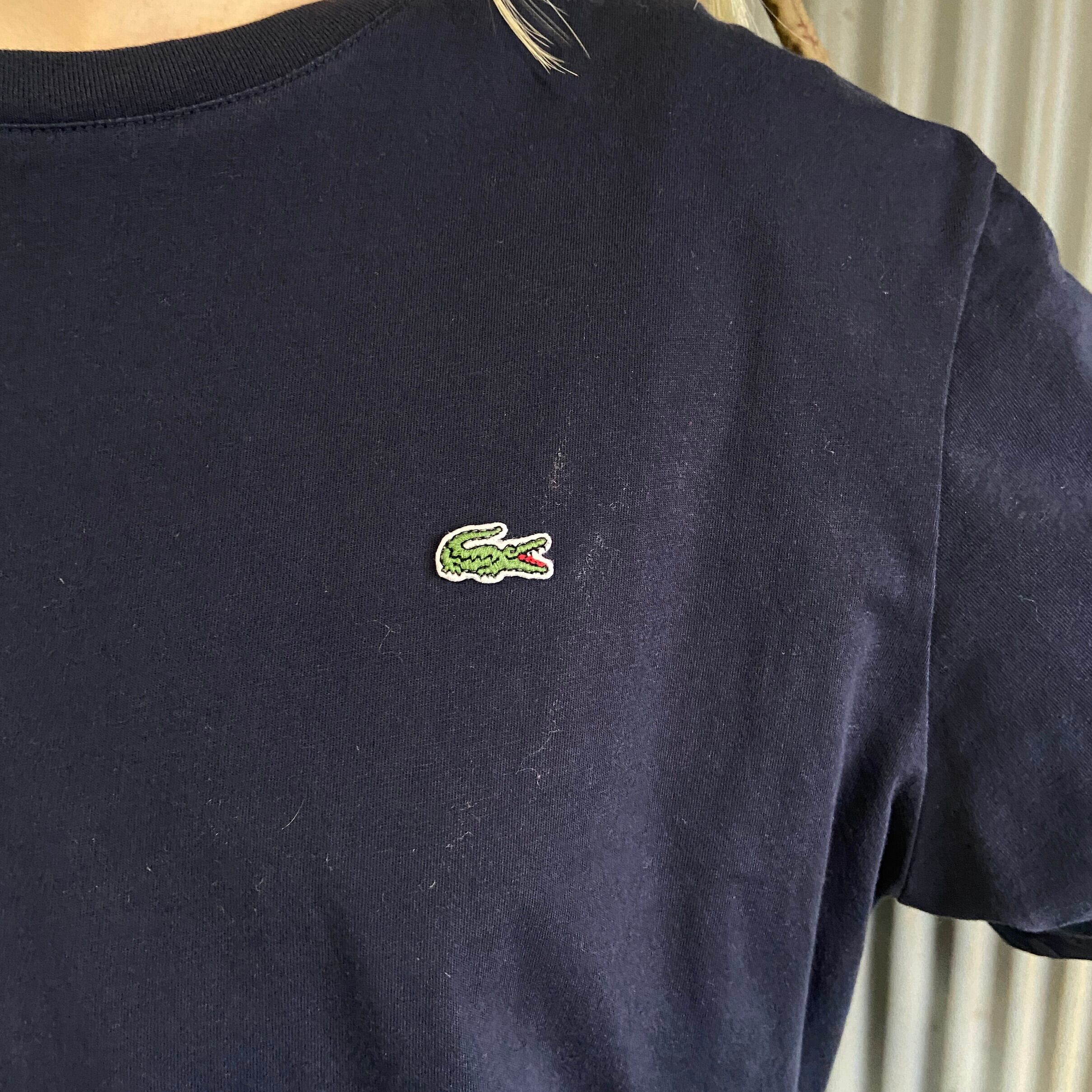 LACOSTE フレンチラコステ ワンポイントロゴ Tシャツ メンズL相当 古着 ネイビー 紺  フランス企画【Tシャツ】【PS2307T】【SS2308-3】 | cave 古着屋【公式】古着通販サイト