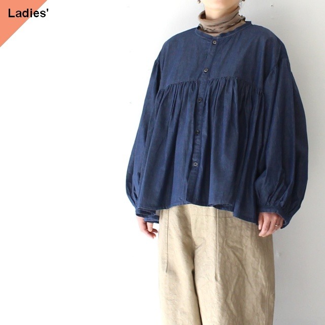 HARVESTY デニムボヘミアンブラウス 4oz DENIM BOHEMIAN BLOUSE