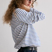 【2color】コットン100%の、ストライプロングスリーブTシャツ P0066