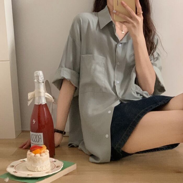 シャツ ソリッド カラーサマースタイルジャケット 夏物 ソリッドカラー モンロー3200758629