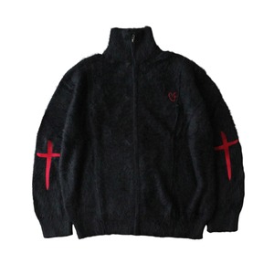 【A Good Bad Influence】HEART CROSS ZIPPED MOHAIR SWEATER