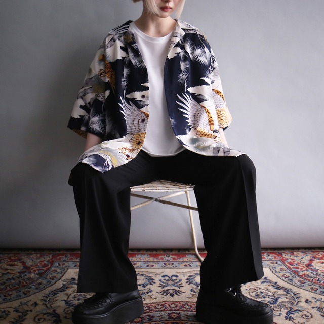"和柄×鷹” good pattern loose h/s shirt