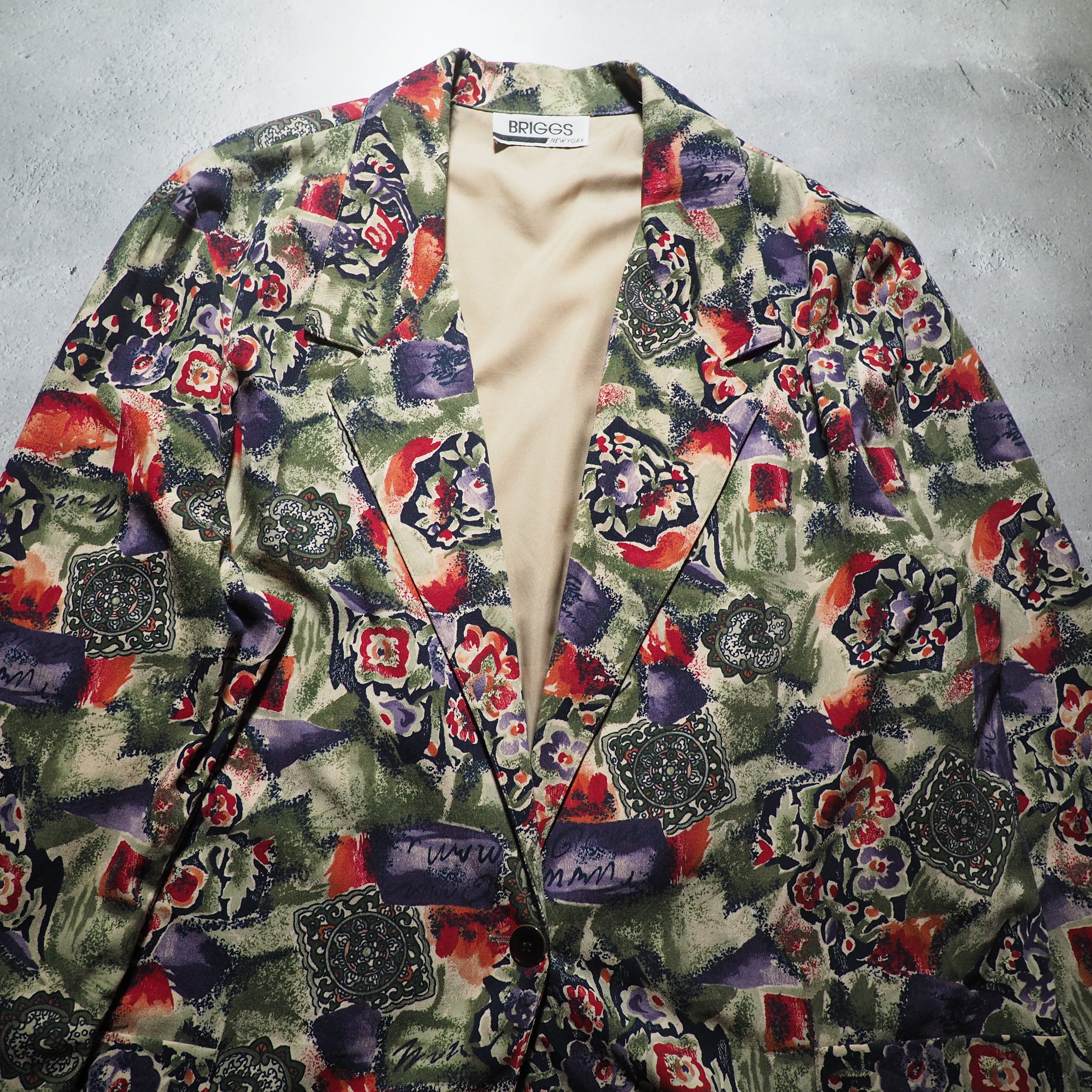 Beautiful Botanical flower painted vintage loose jacket (made in Usa)