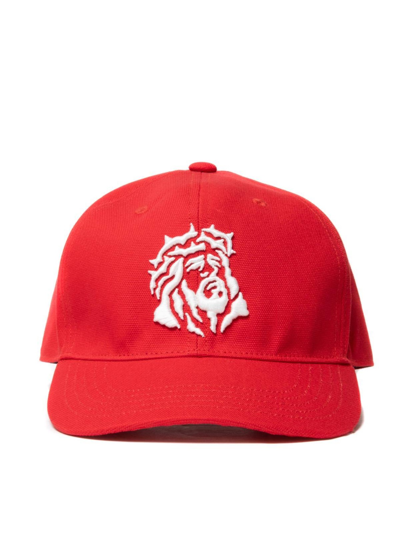 Cotton OX 6 Panel Cap - Red-JESUS -