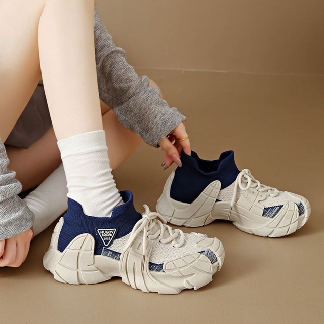 ソックレイヤードデザインスニーカー 3col   R01560