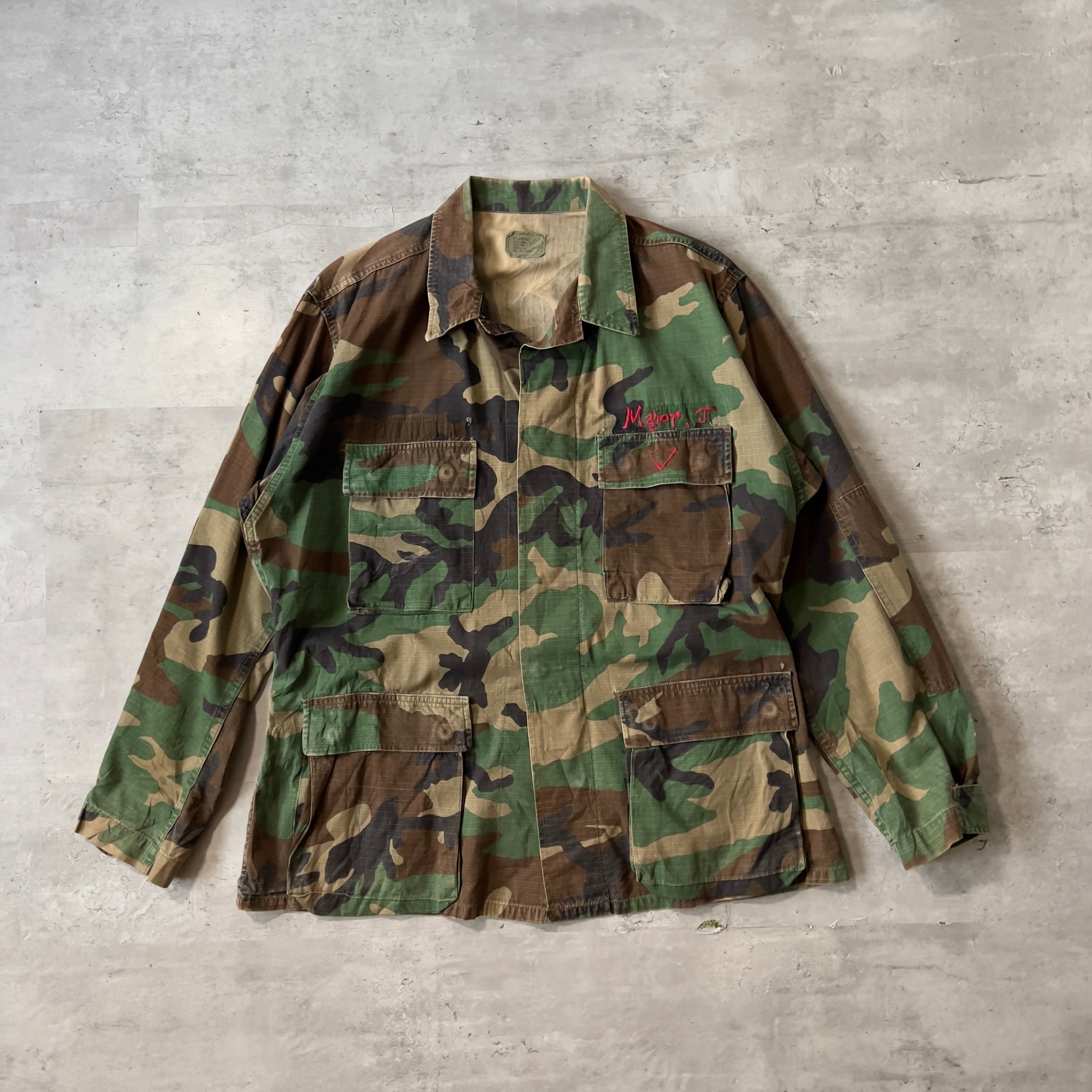 91年会計 US ARMY custom made BDU woodland camo jacket M-R 90年代 米軍実品 ウッドランドカモ  迷彩 ミリタリーシャツ USA製 MIDIUM-REGULAR ヴィンテージ anti knovum（アンタイノーム）