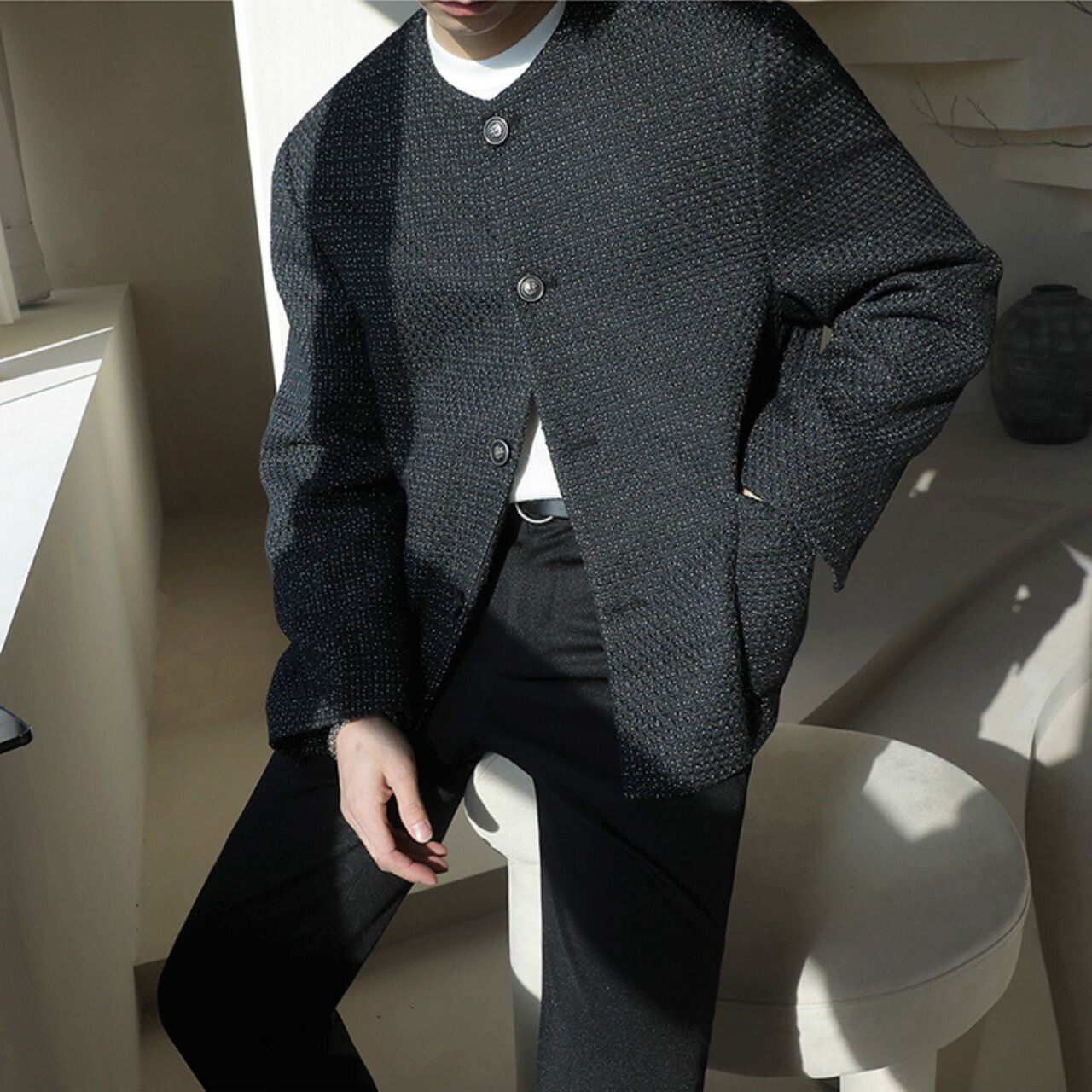 ツイードライクノーカラージャケット　MT0080393