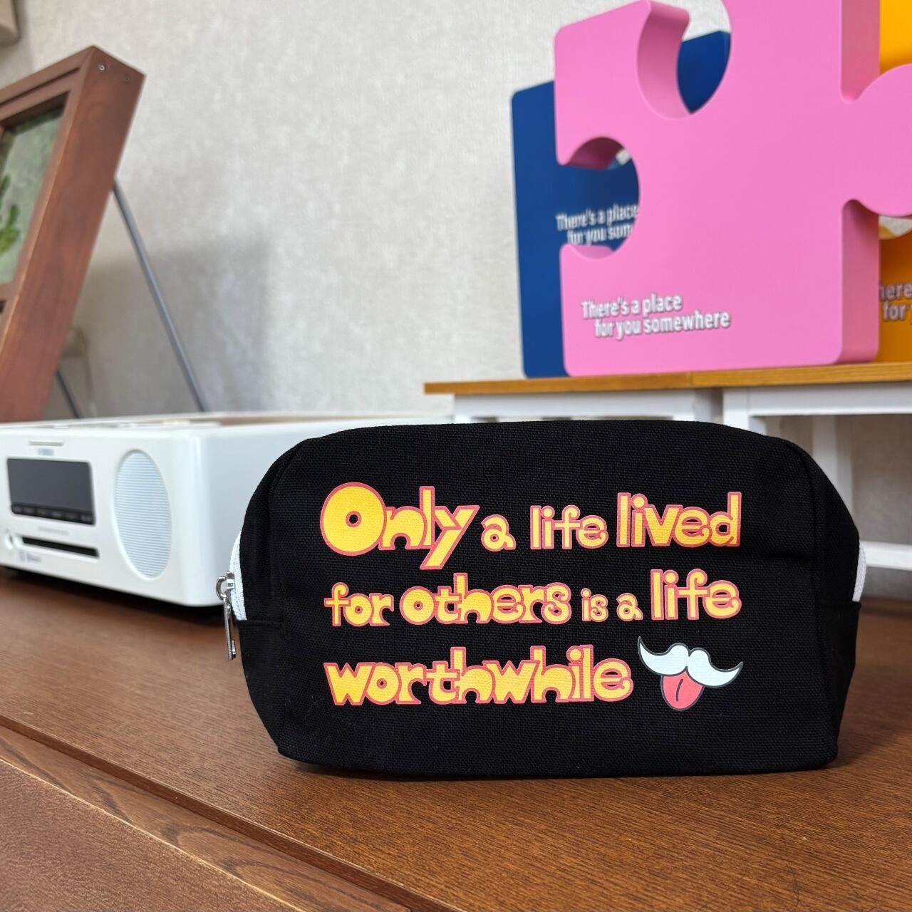 DHD(M)025【キャンバスファスナーポーチ（ナイトブラック）　アインシュタインⅡ】