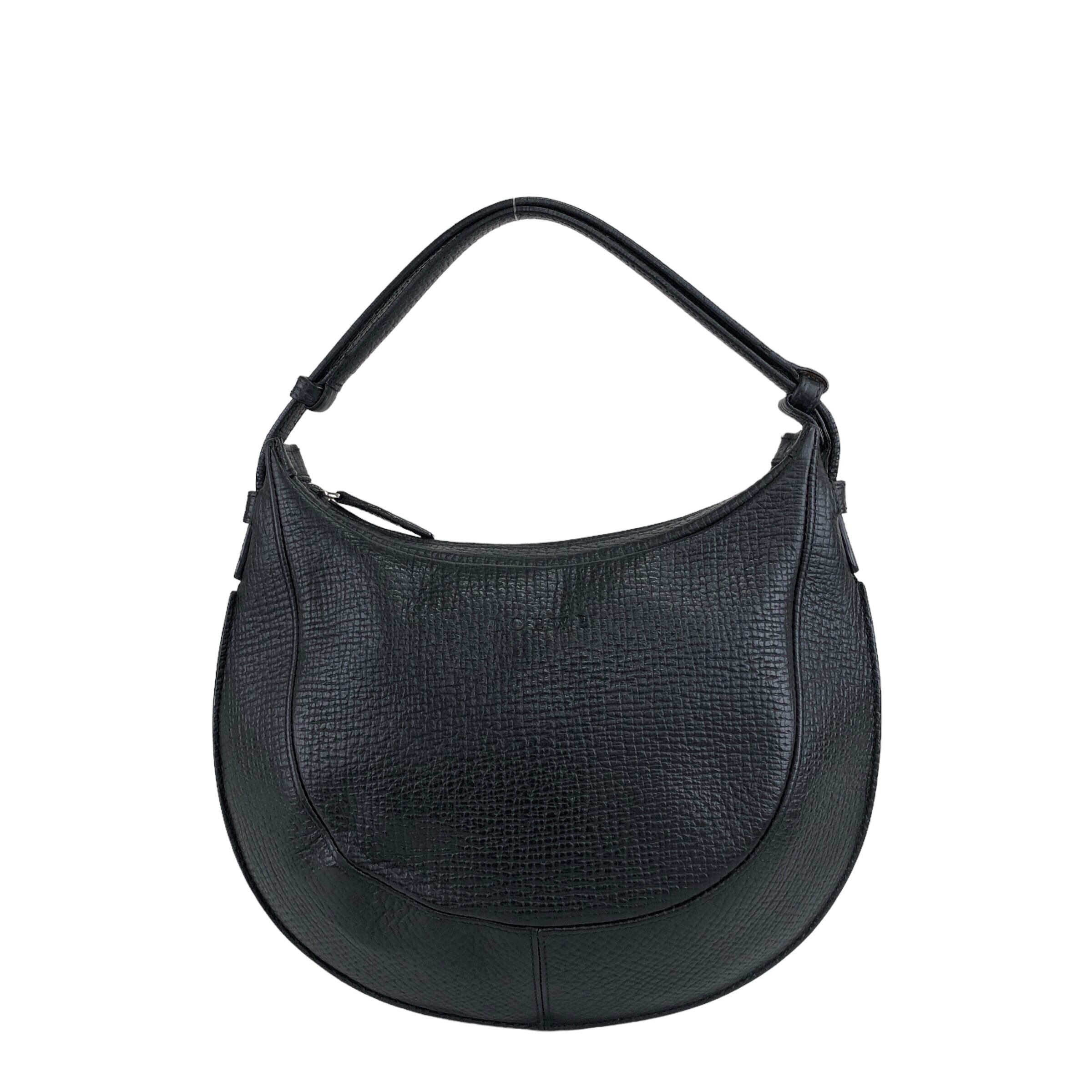 LOEWE ロエベ ショルダーバッグ ブラック ロゴ レザー ホーボー