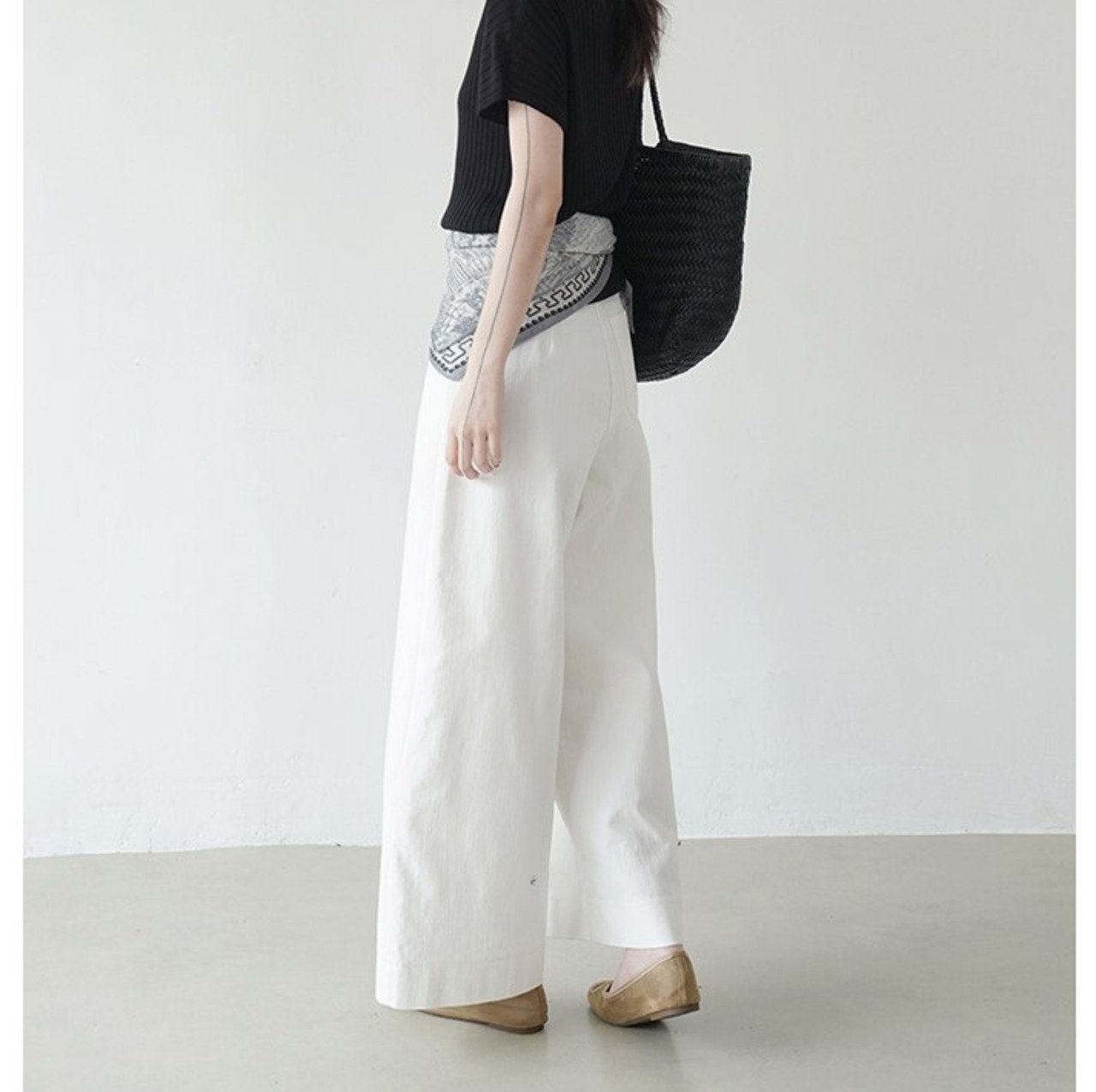 クロップド丈ワイドパンツ 2color W01320