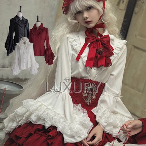 morphose ゴスロリブラウス ホワイト/レッド 9abfdb44831d13e428dc6803544d3f