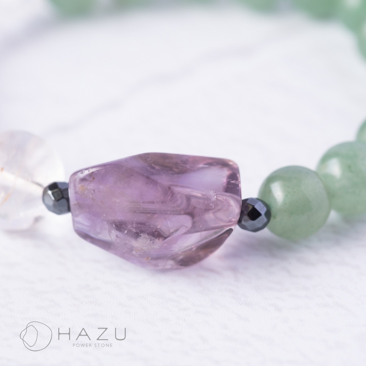 SALE☆穏やかに導く癒しブレス［アベンチュリン／アメジスト／水晶／クラック水晶］