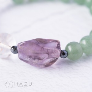 SALE☆穏やかに導く癒しブレス［アベンチュリン／アメジスト／水晶／クラック水晶］