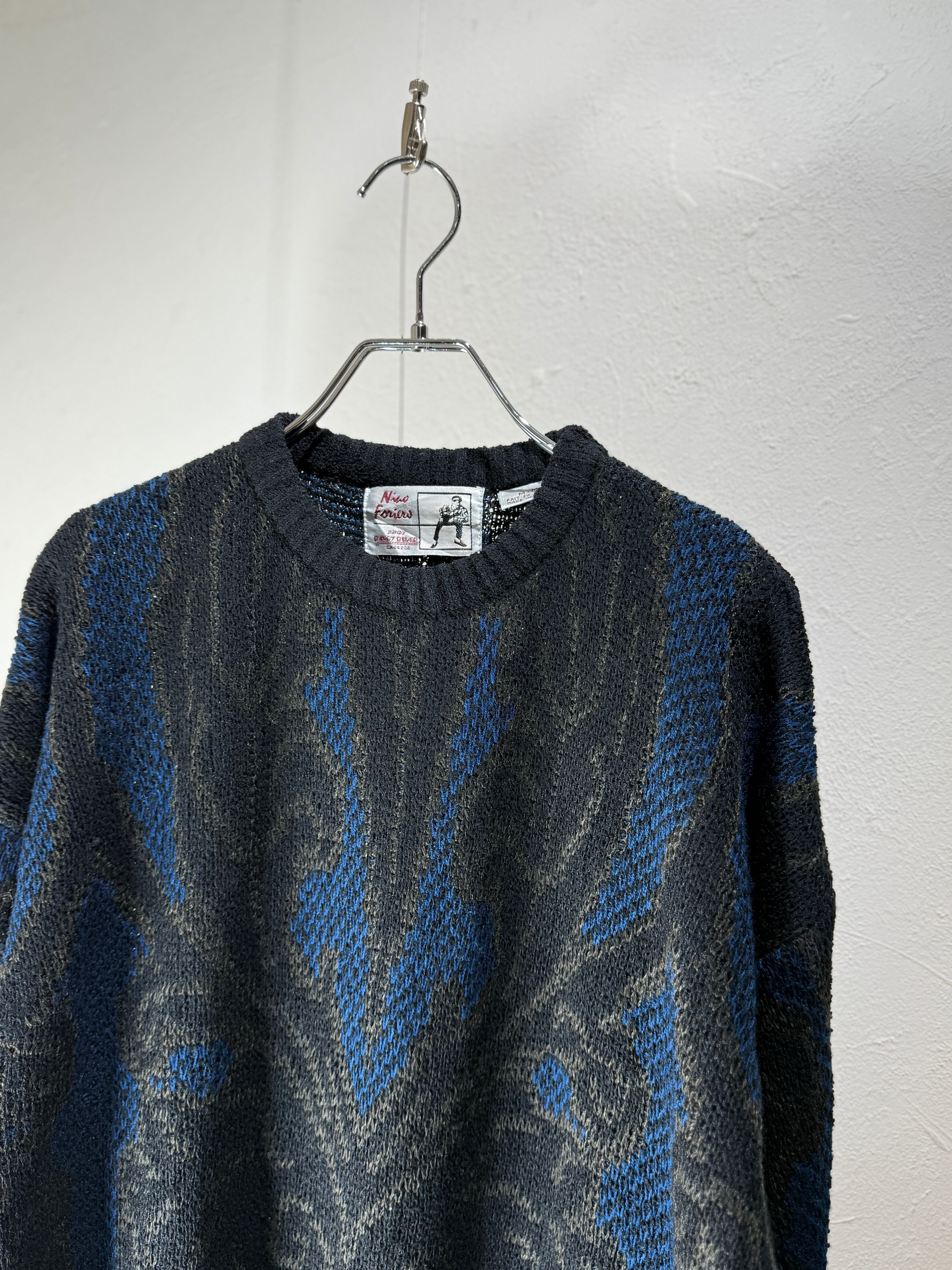 80〜90s Abstract Pattern jacquard Knit