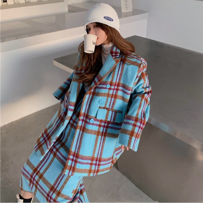 コート オータムウィンタースタンダード格子柄 レトロ 秋物 冬物 YY-ファッション30710476313
