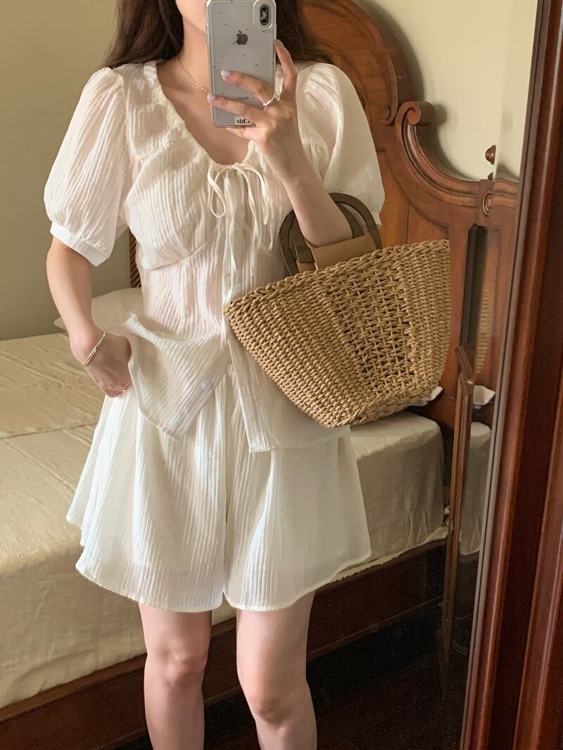シフォン Vネック ワンピース