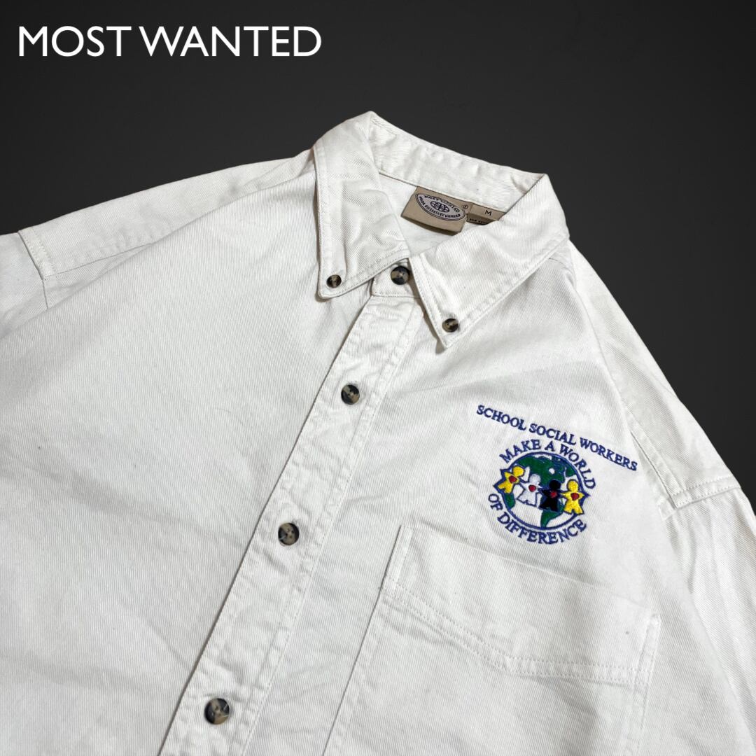 MOST WANTED ボタンダウン コットン 長袖シャツ スクールソーシャル