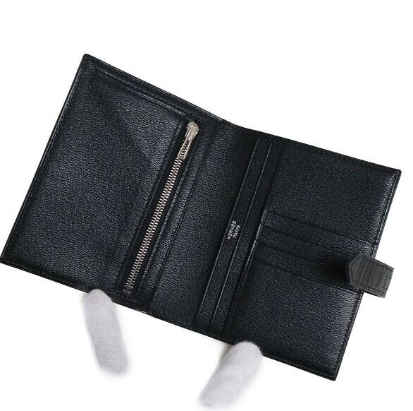 HERMES エルメス ベアン コンパクト 二つ折り財布 アリゲーターマット 