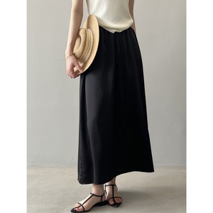 サテン レースアップ フレア ロングスカート 10082