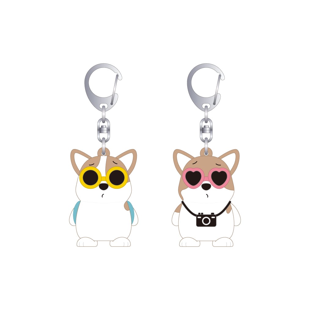 2個セット】サングラスノエモナ マスコットキーホルダー | コーギー犬