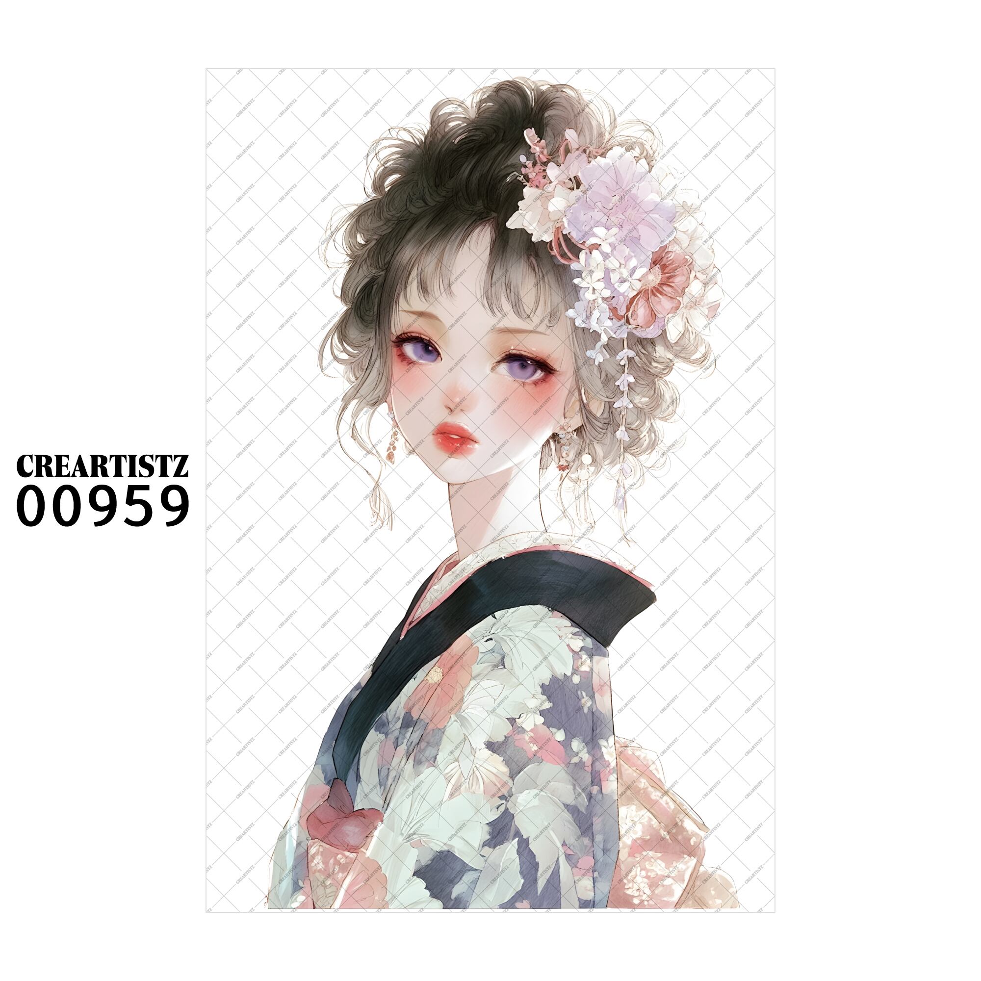 00959 ガール キュート オリジナル ペーパー/ステッカー 4枚セット CREARTISTZ