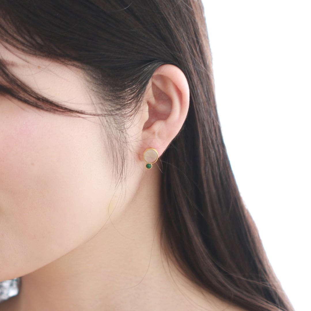 K10 ice&green翡翠ピアス A貨翡翠 jd_mm1220 | 【MeiNu（メイニュウ