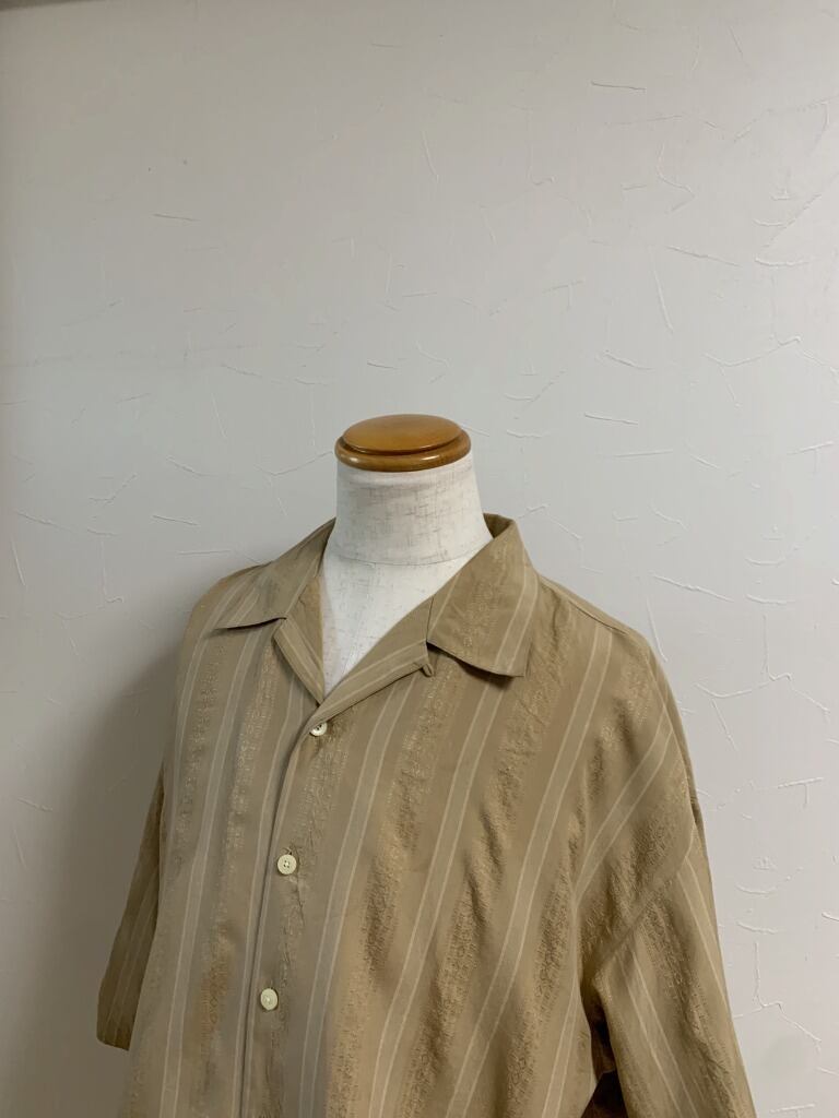 1990's Silk × Cotton Woven Stripe Pattern Open Collar Shirt