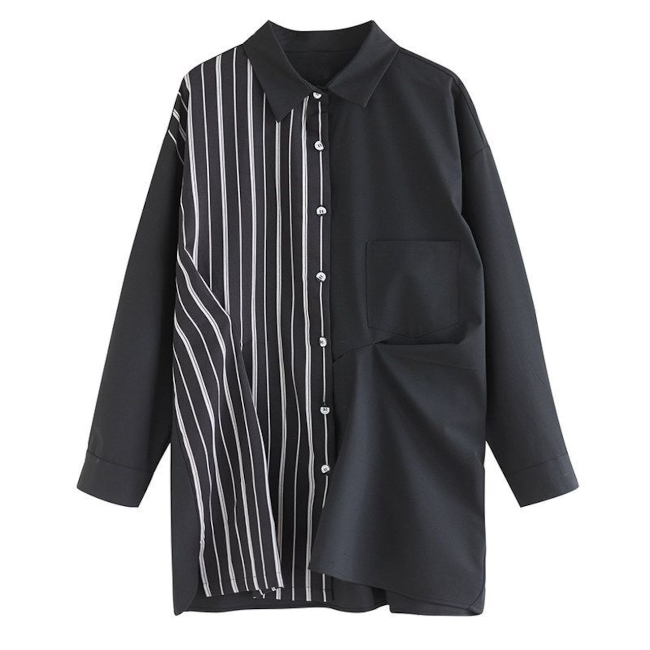 ストライプ 切替 デザイン シャツ 00349