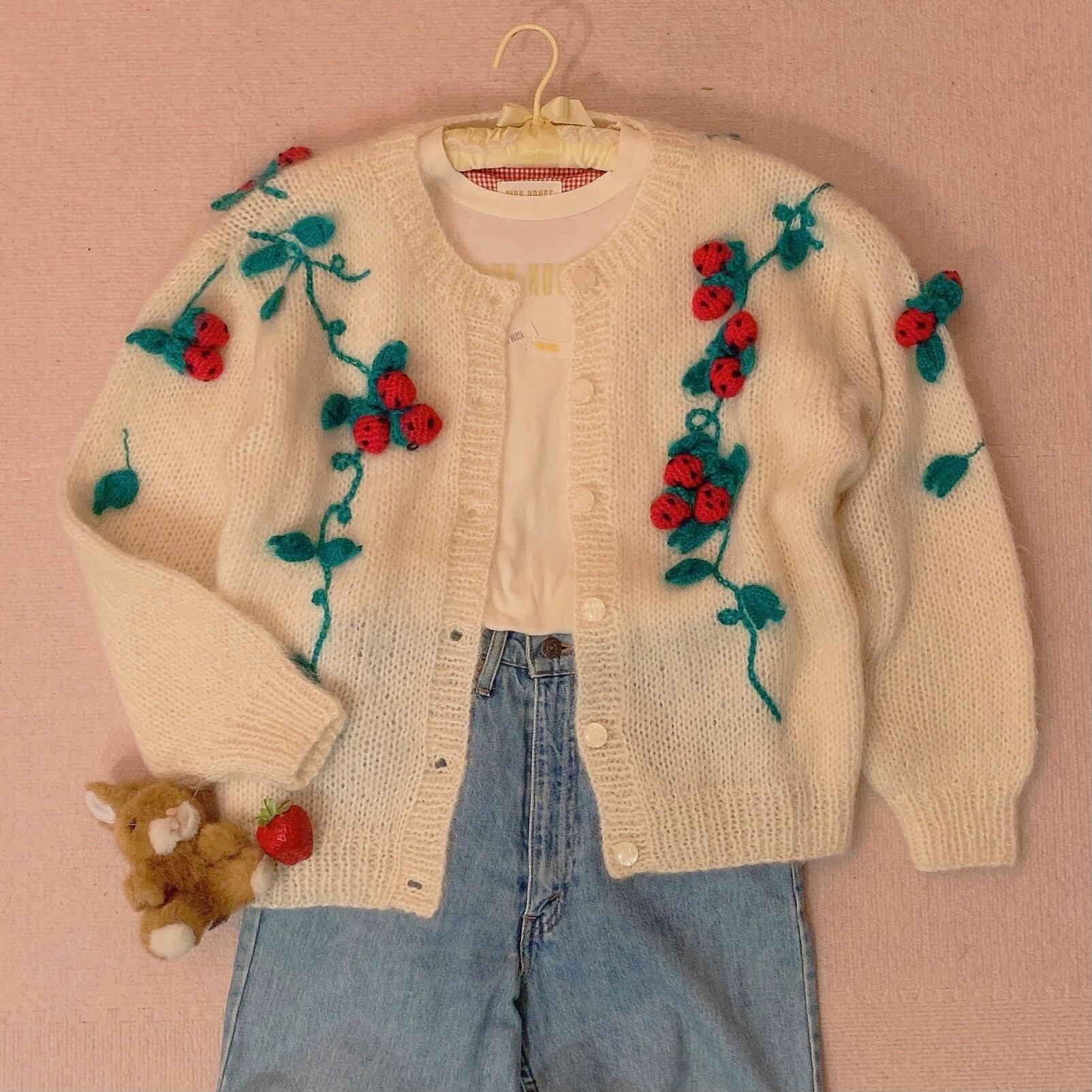 strawberry knit cardigan