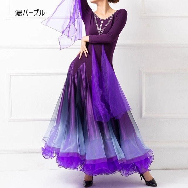 ロングスリーブ フレアシルエット フリル スタンダードドレス  ds0170