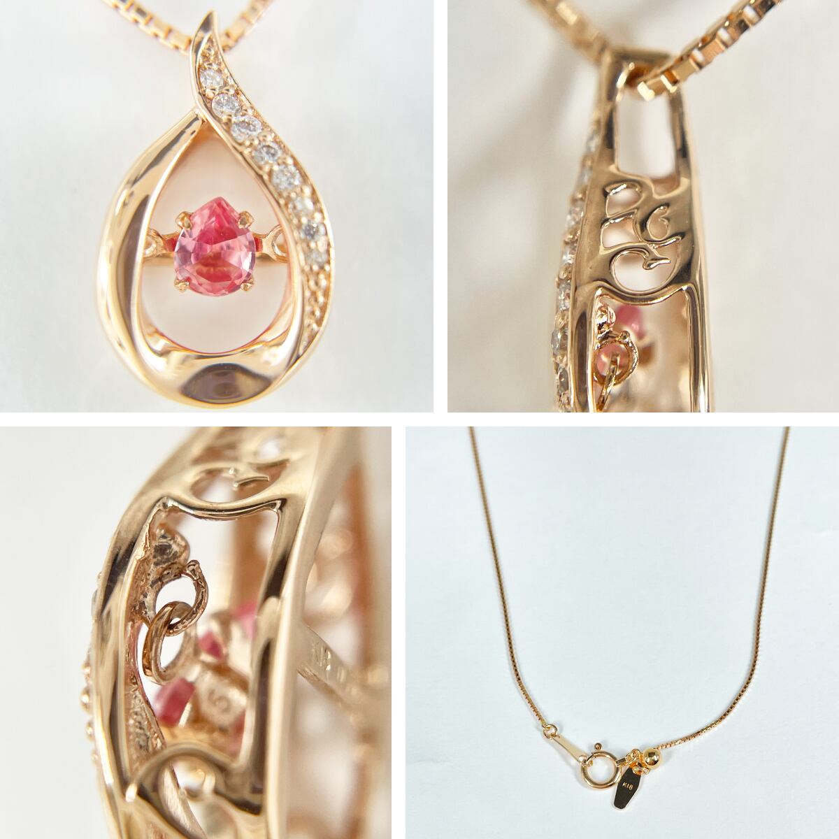 K18PG 天然トルマリン 0.176ct ダイヤ 0.03ct ネックレス | JEWELRY  