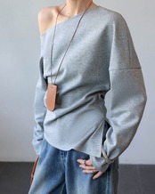 Loose shoulder long sleeve Shirt T20090