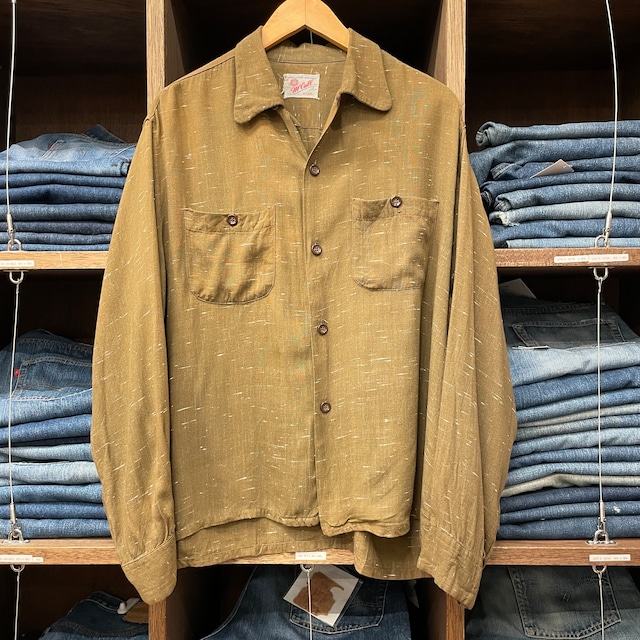 1950'S MCCALL RAYON SHIRT 絣柄 BROWN