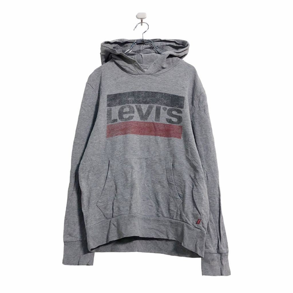 Levi's プリント スウェット パーカー S グレー リーバイス プル