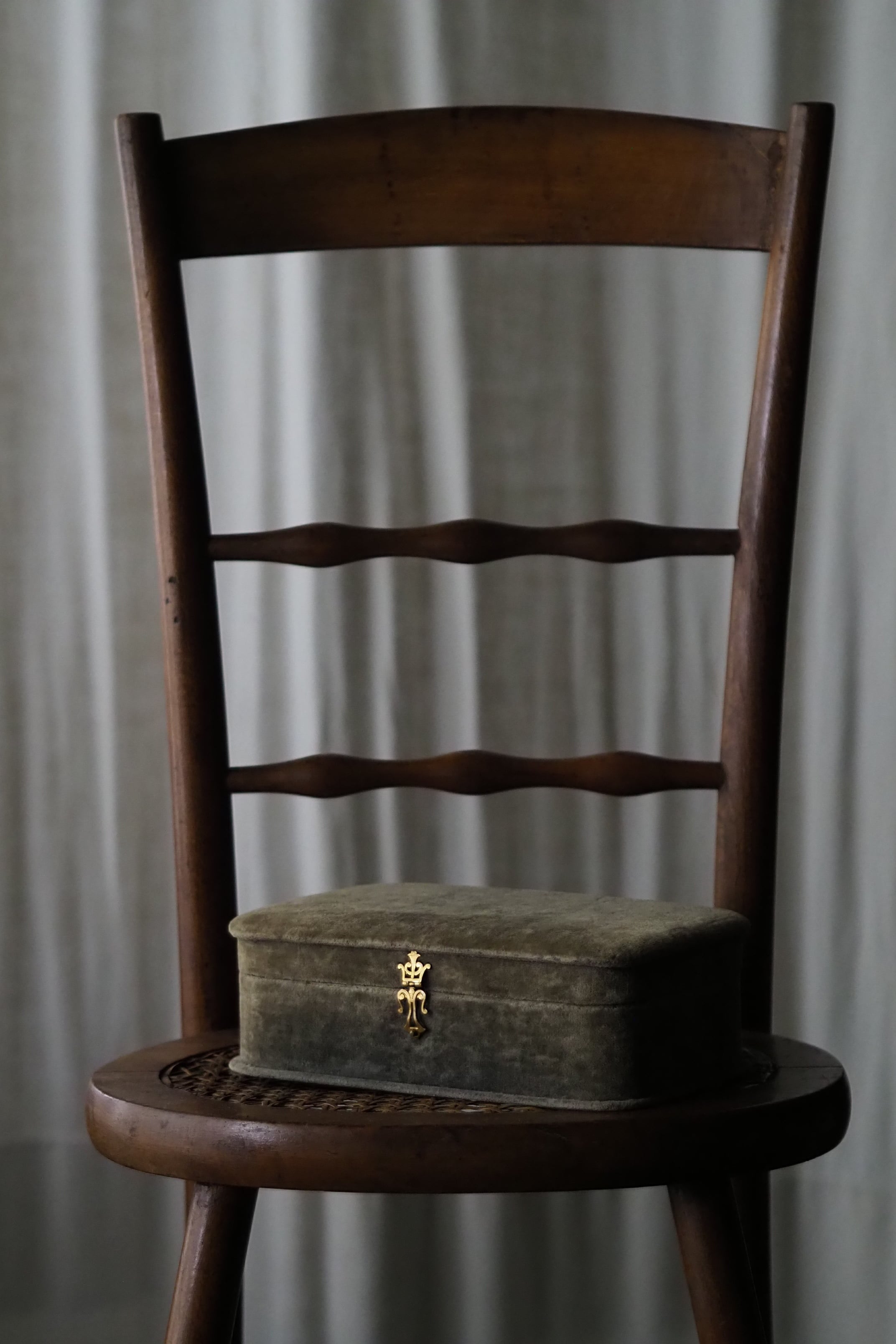 別珍のジュエリーボックス-antique square jewelry box | アンティーク