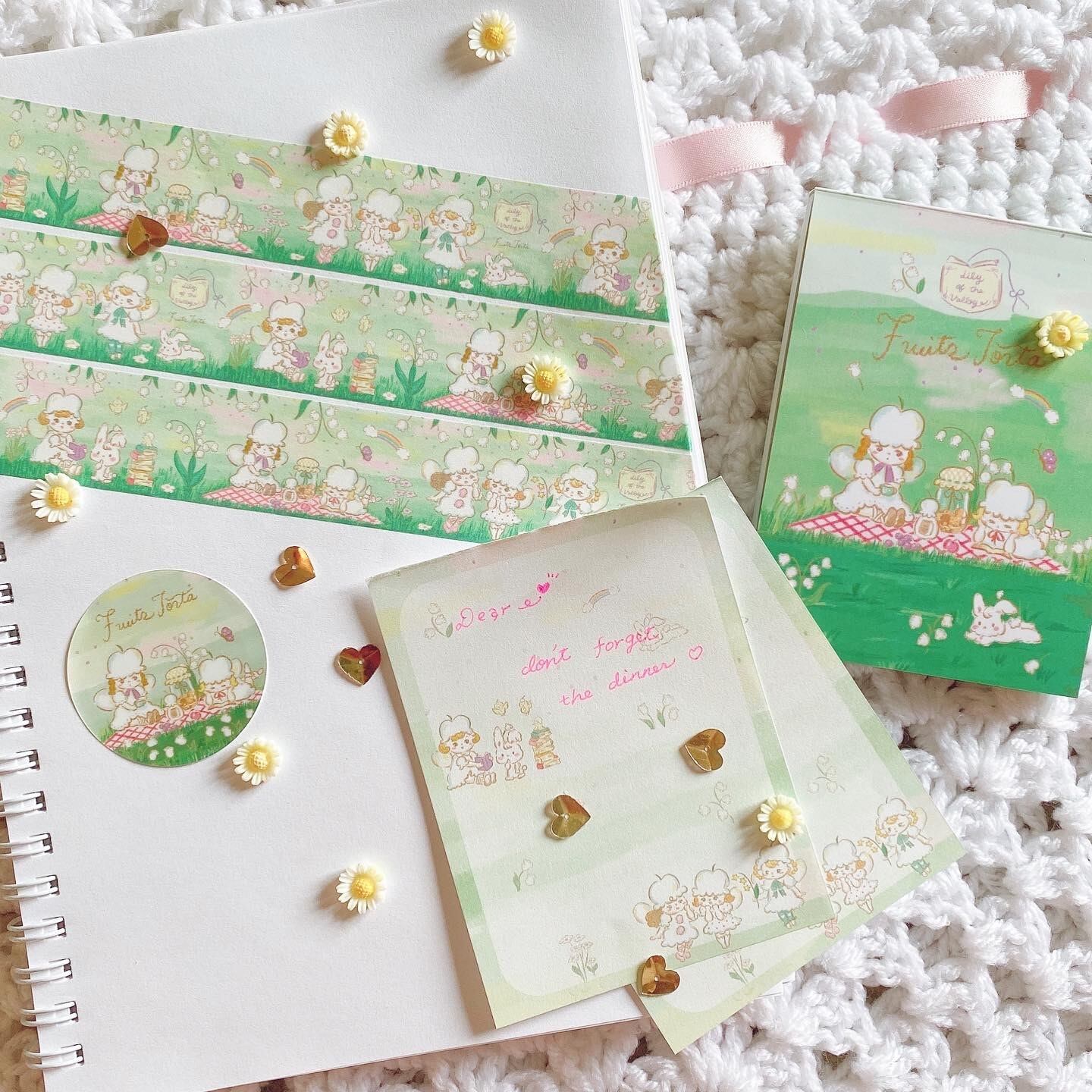 すずらん妖精たちのティータイム　マスキングテープ24mm Lily of the valley fairies teatime washitape 24mm