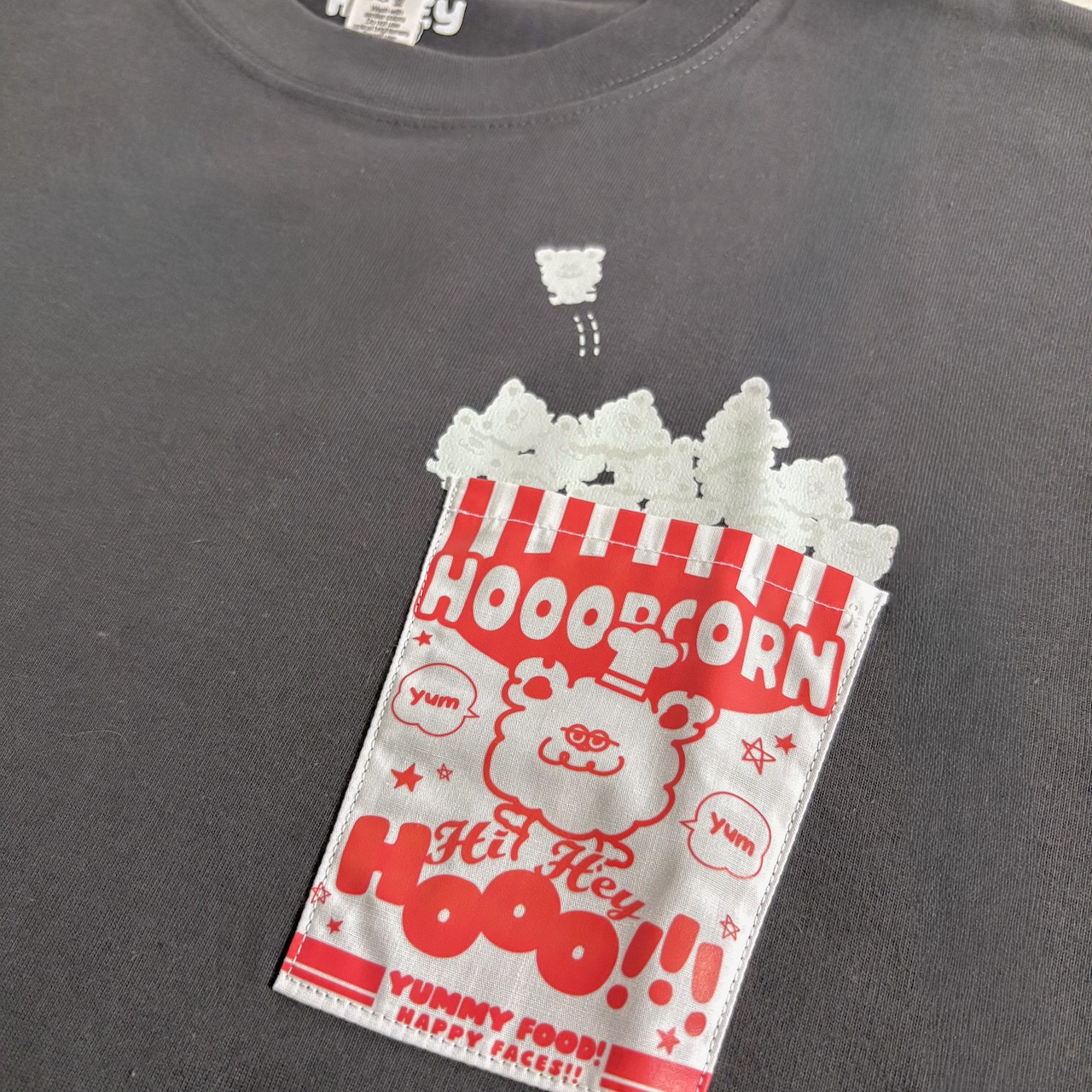 SNACK TIME HOOO【Hoooさんの ポップコーン 胸ポケTシャツ】 - 4