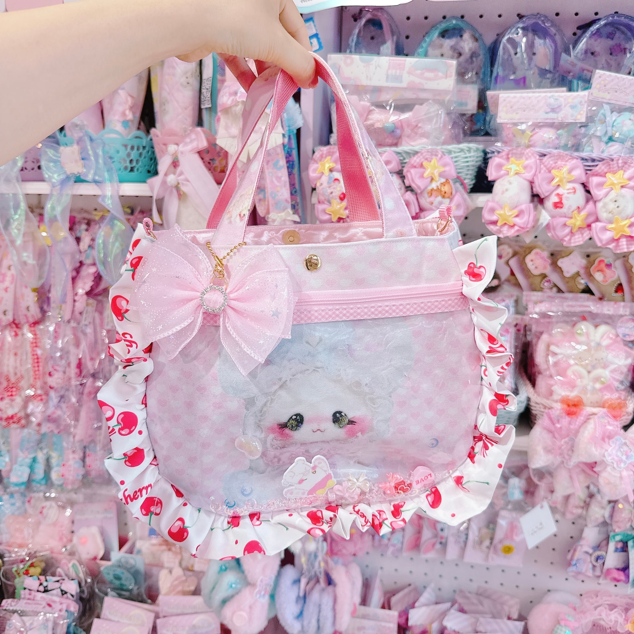 【D8】86-4ぬいぐるみフリルトート2wayバッグ(ショルダーひも別売)