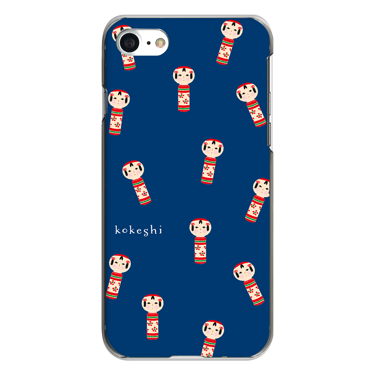 iPhone対応 スマホ ハードケース クリア こけし いっぱい 民芸 デザイナーズ 【iPhone17 / iPhone16e / AQUOS / Xperia 他 iPhone / Android ほぼ全機種対応】 |desr2700