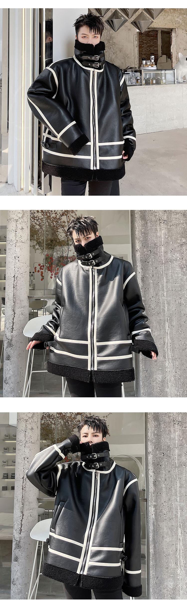 送料無料】KOREA x 原宿 ウィンターカラーベルベットレザージャケット