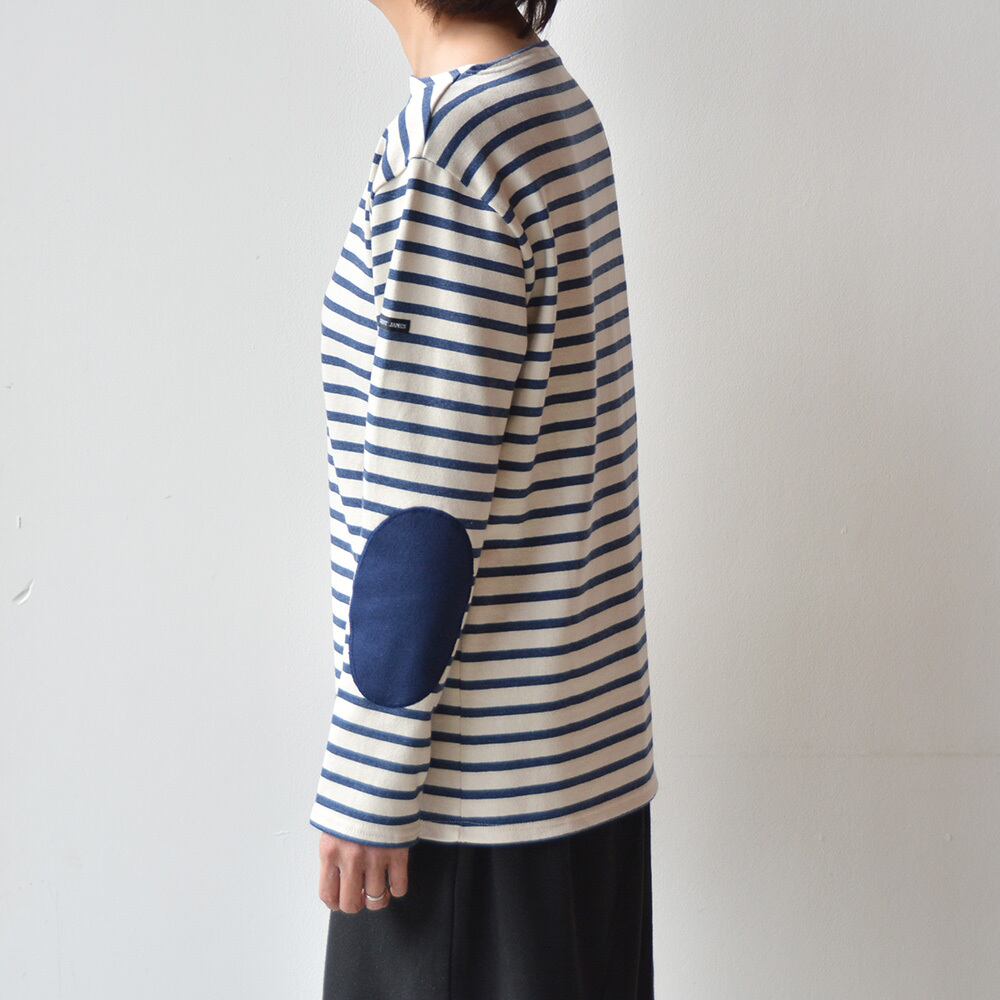 セントジェームス SAINT JAMES ウエッソンボーダーエルボーパッチ(13JC OUES.COUD.R)ECRU/INDIGO（MARINE）