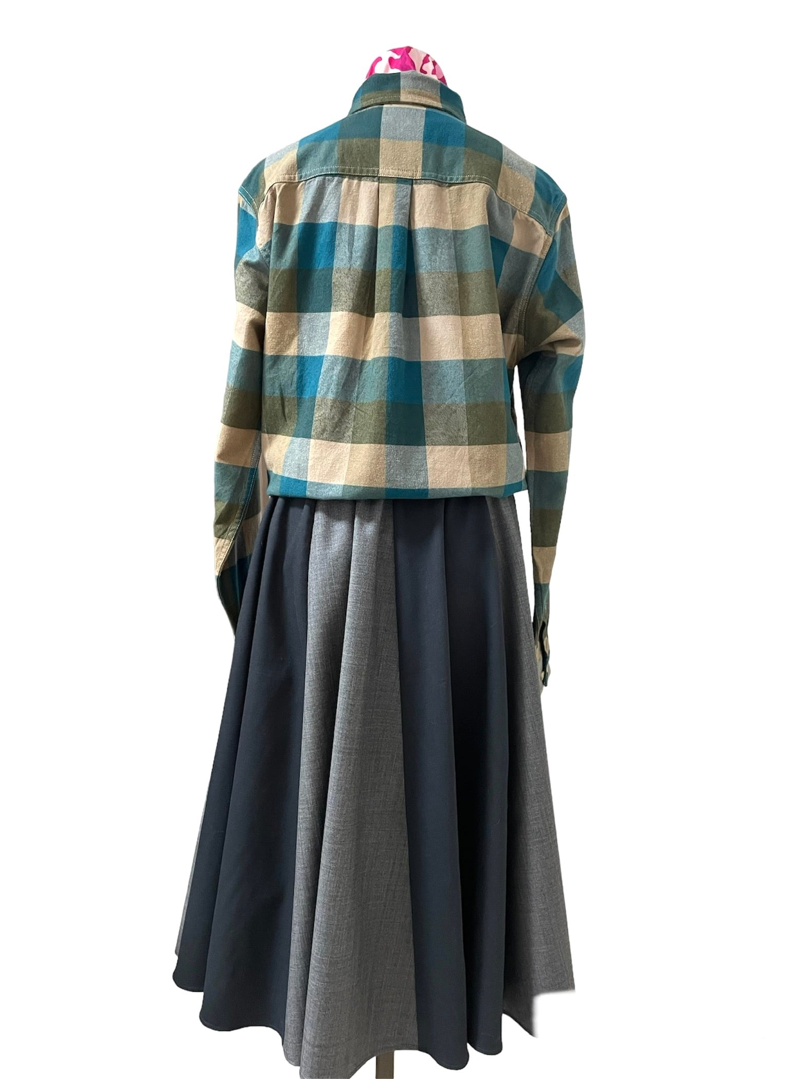 ネルシャツ＆Tシャツリメイクワンピース＆付け襟︎︎黒オーバー