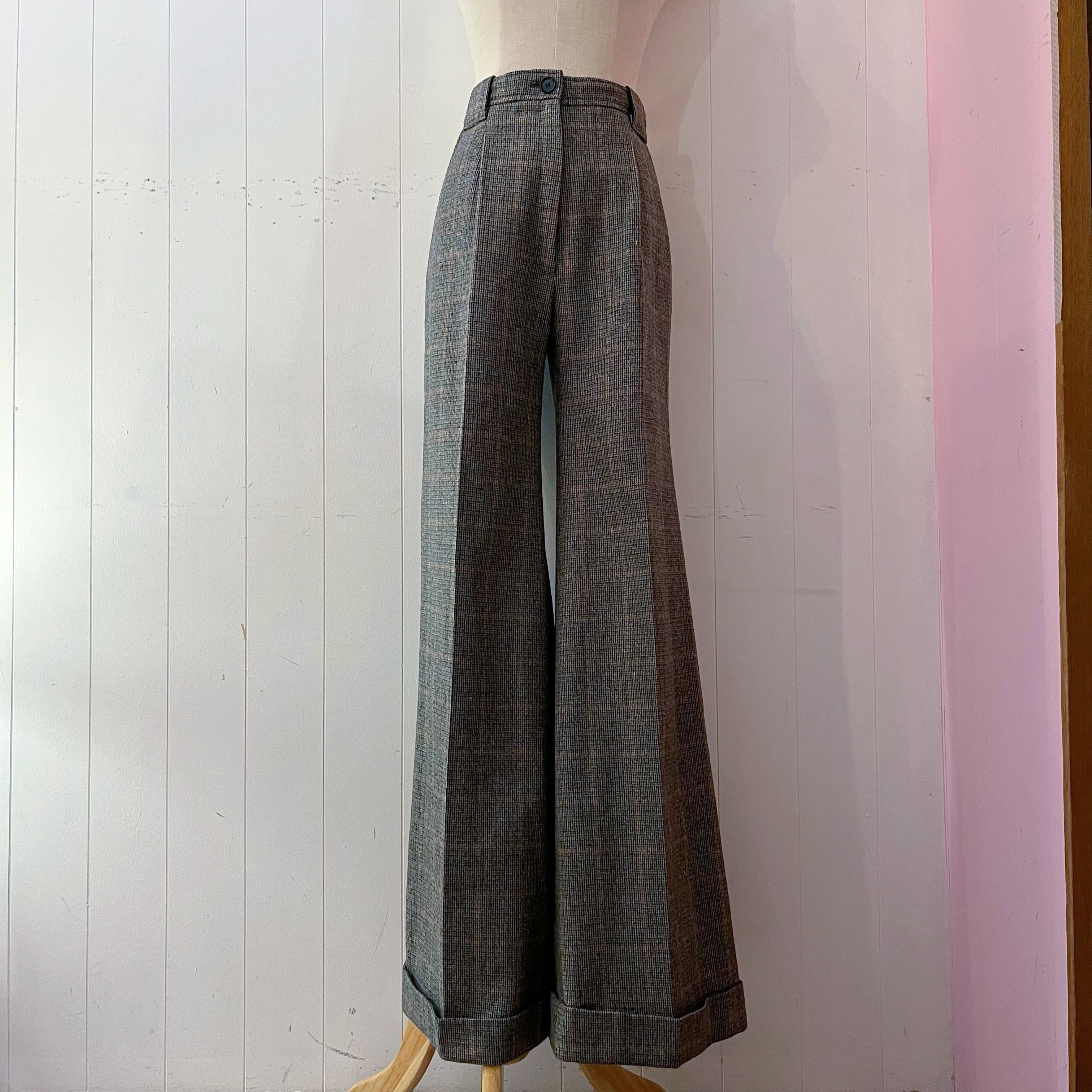 high waisted glen plaid wide leg pants