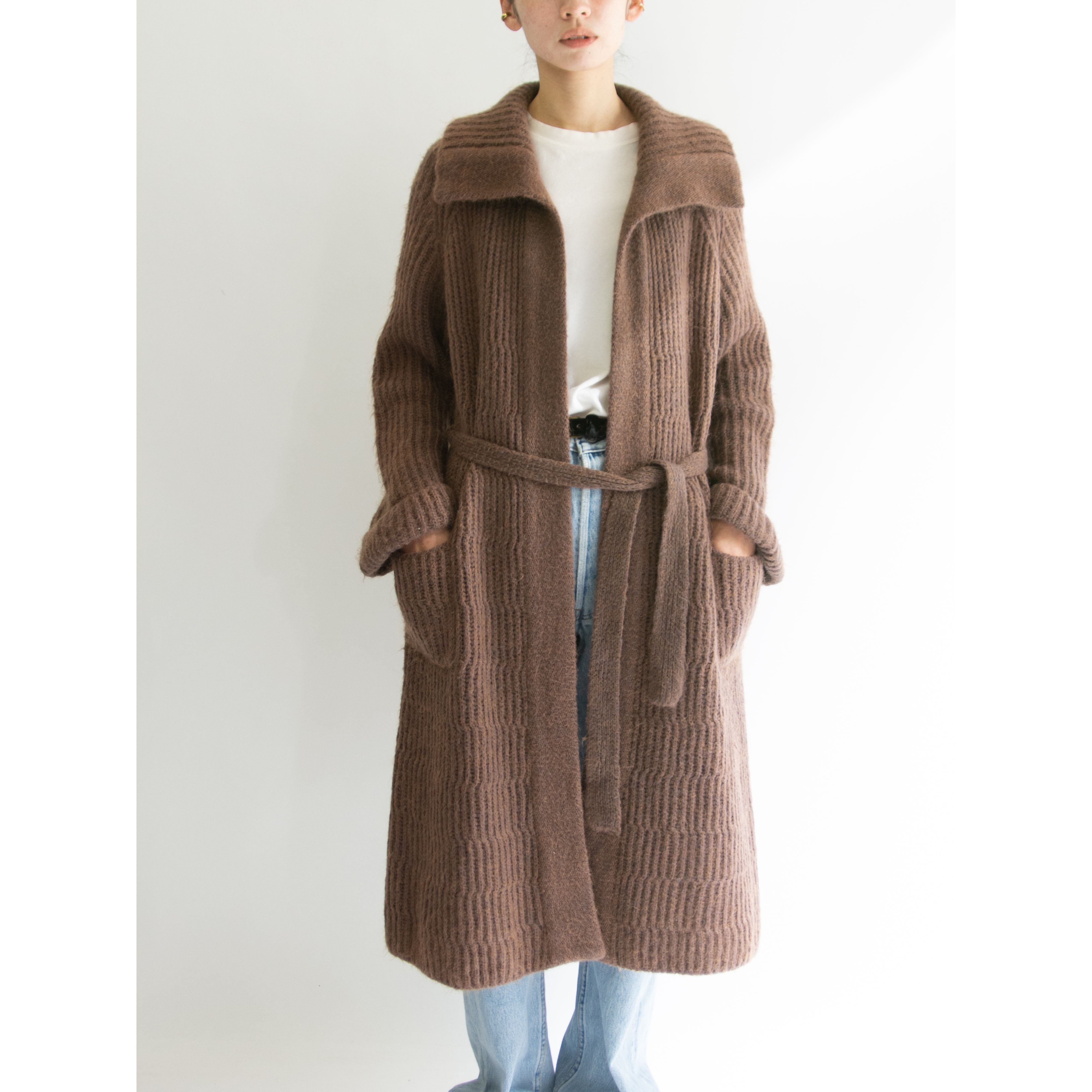 【Fioner】Made in Italy Acrylic-Mohair-Nylon Knit Gown Coat（イタリア製 アクリルモヘヤナイロン ニットガウンコート）