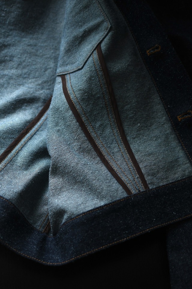 Cale / Cotton Silk Denim Jacket (Blue)