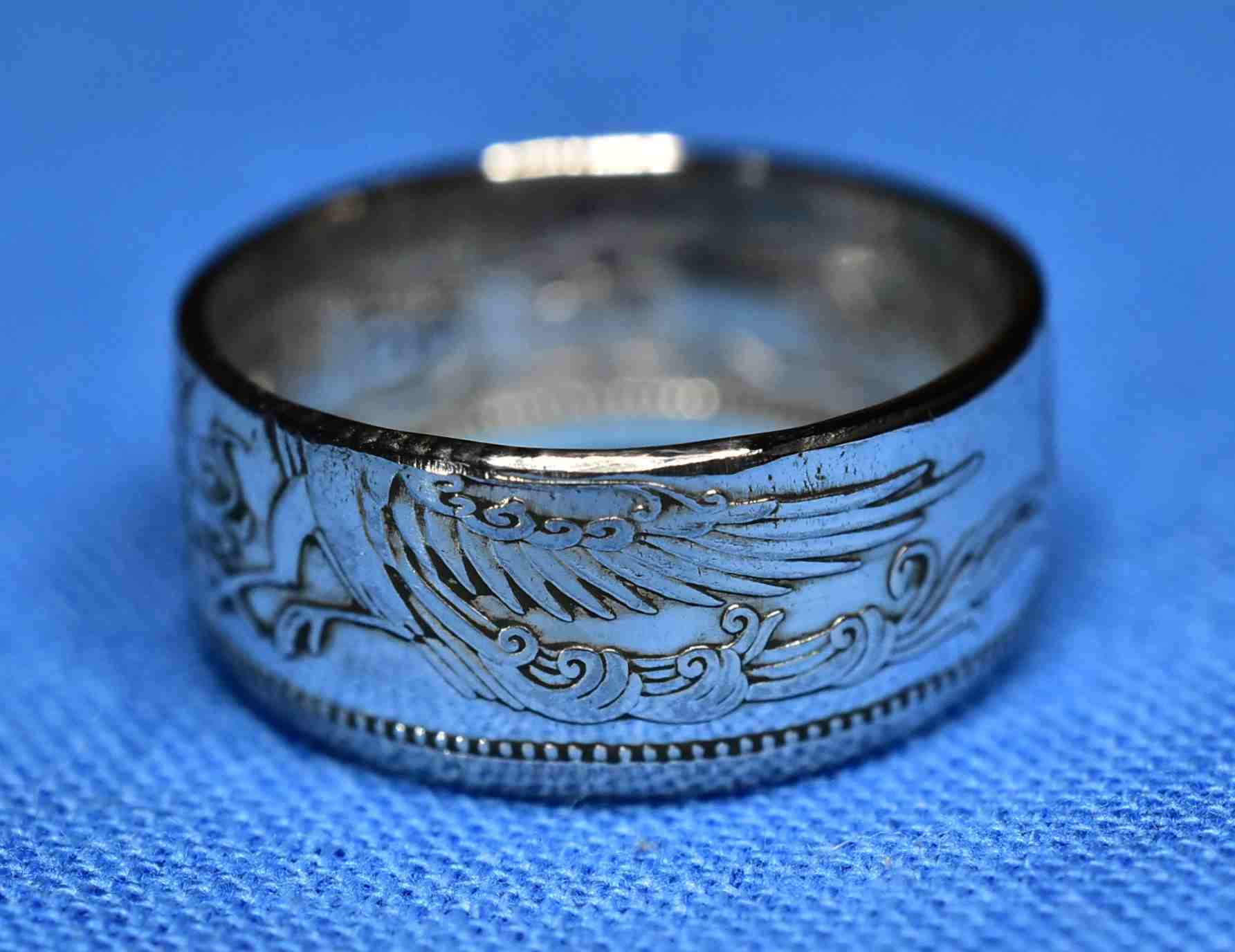 19号 コインリング 鳳凰 50銭銀貨 古銭 指輪 （1030）