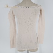 バレエ 衣装 ピンク系 チャコット Chacott ノーソーイングニット トップス レッスン 練習 社交ダンス ストレッチ 伸縮 日本製 花 ノーソーイング 淡い リボン 柔らかい生地 ラインストーン 長袖 薄ピンク キラキラ