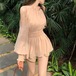 【2点セット】シャーリングフレアシフォントップス+ショートパンツ ・78503